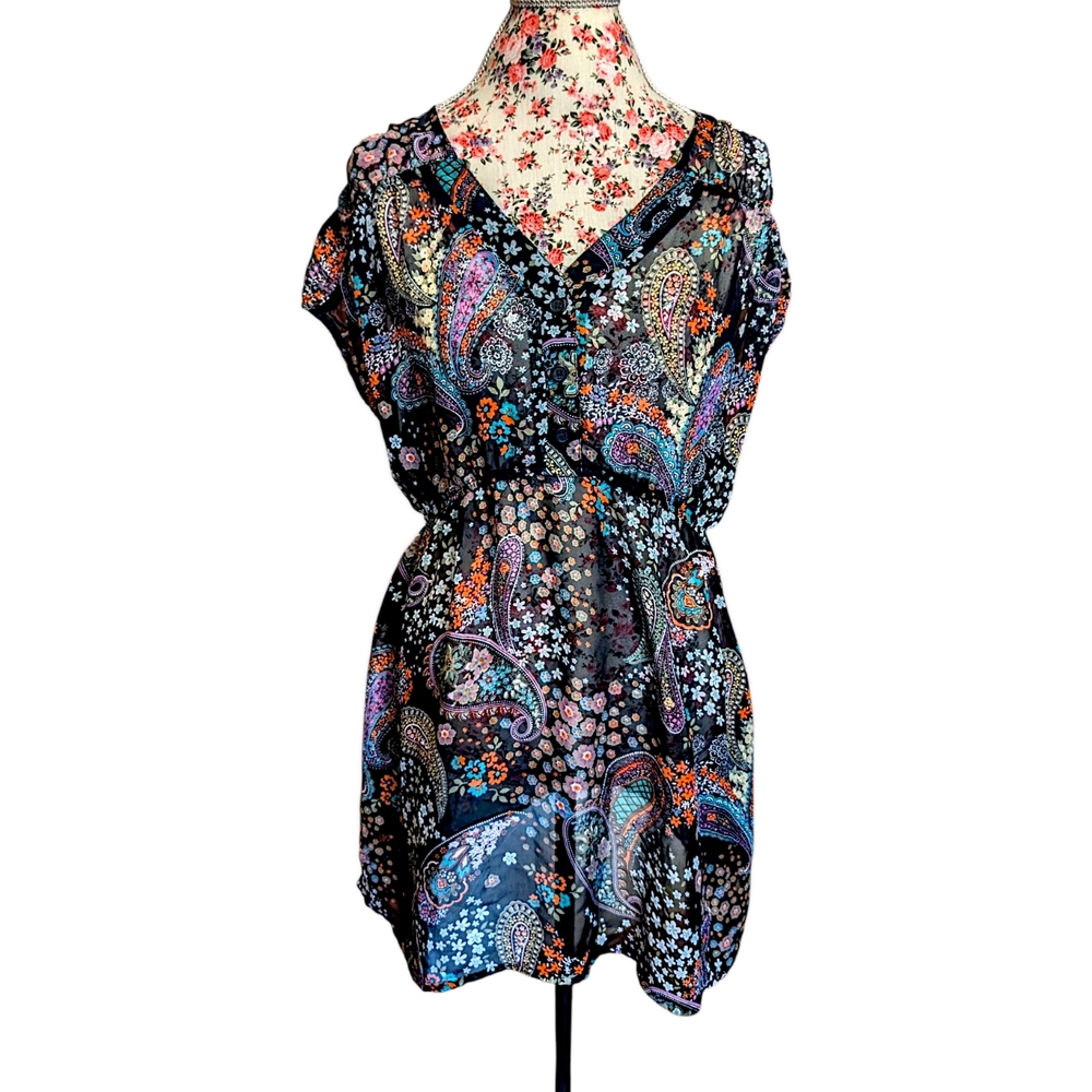Colorful Paisley Print Tunic Blouse